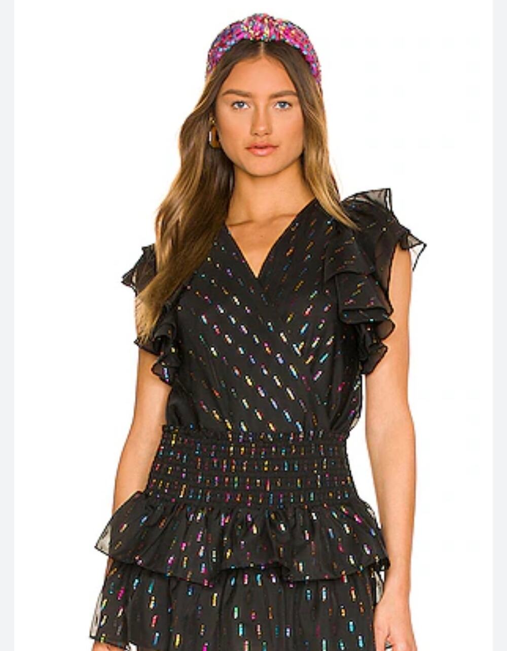 AMANDA UPRICHARD Sycamore Metallic One Piece Bodysuit in Prism Black Size XS